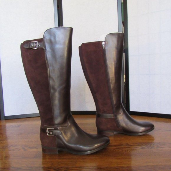 MARC FISHER WIDE CALF TALL SHAFT LEATHER BOOTS